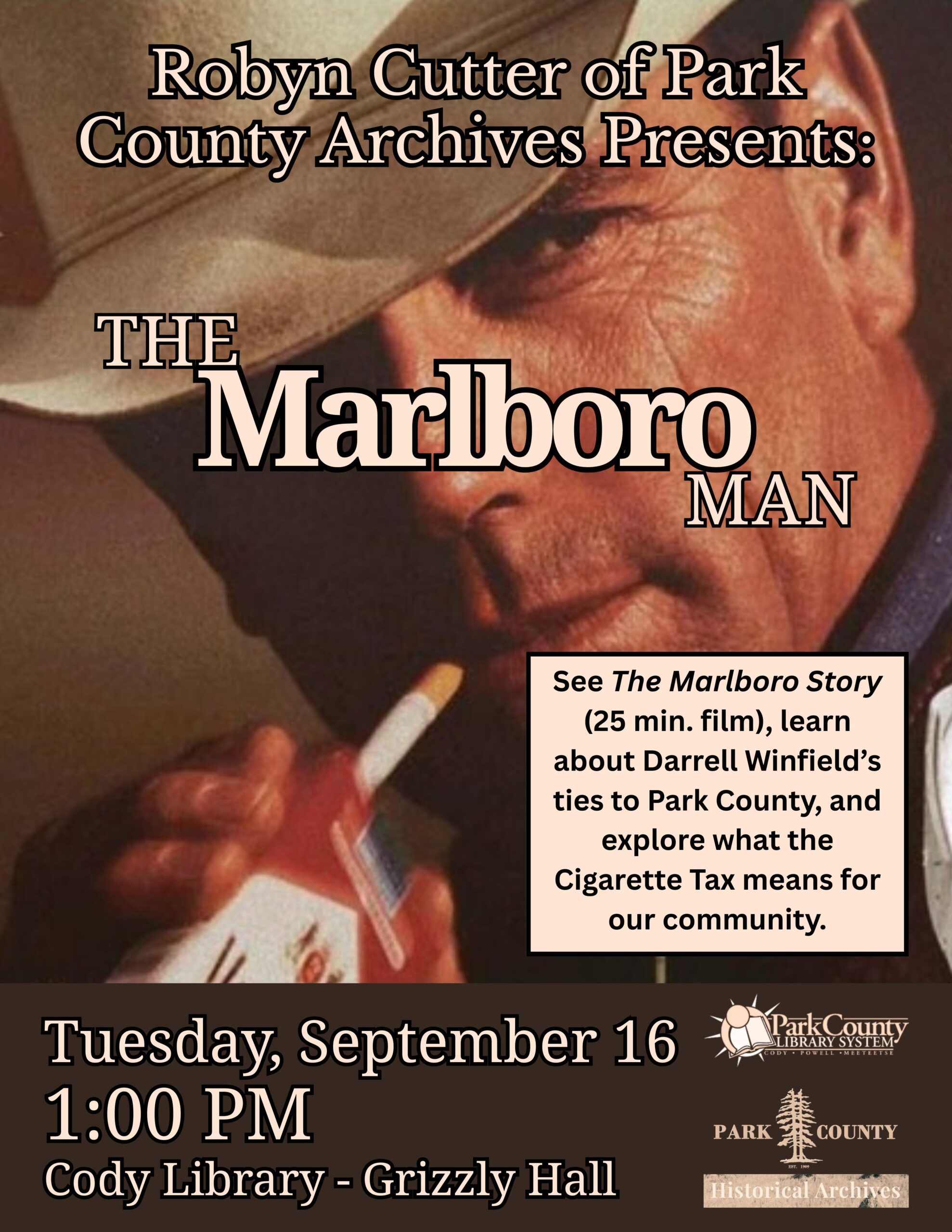 Flyer for Marlboro Man Presentation in Cody WY