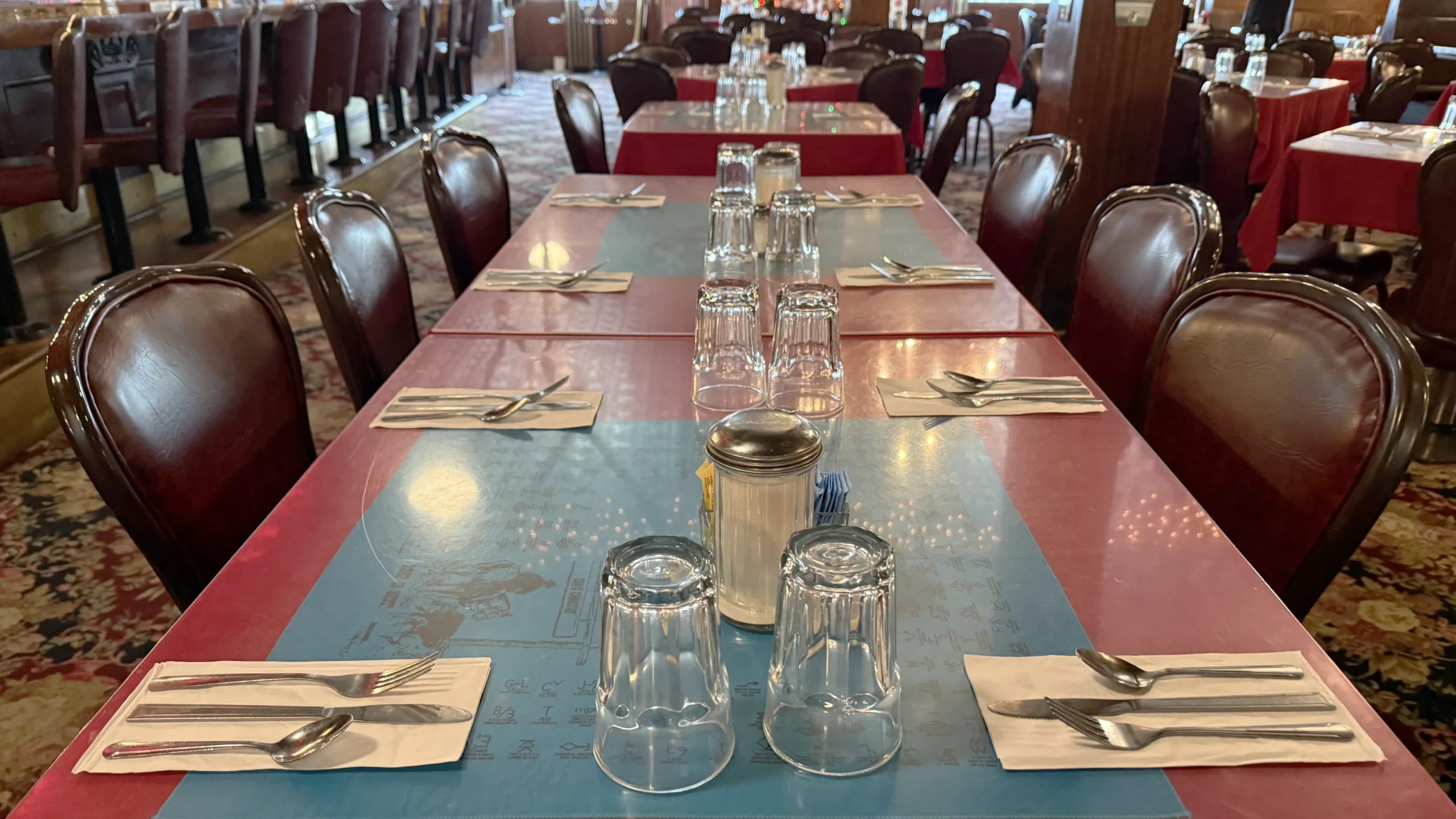 A dining table at the Irma Hotel in Cody, Wyoming