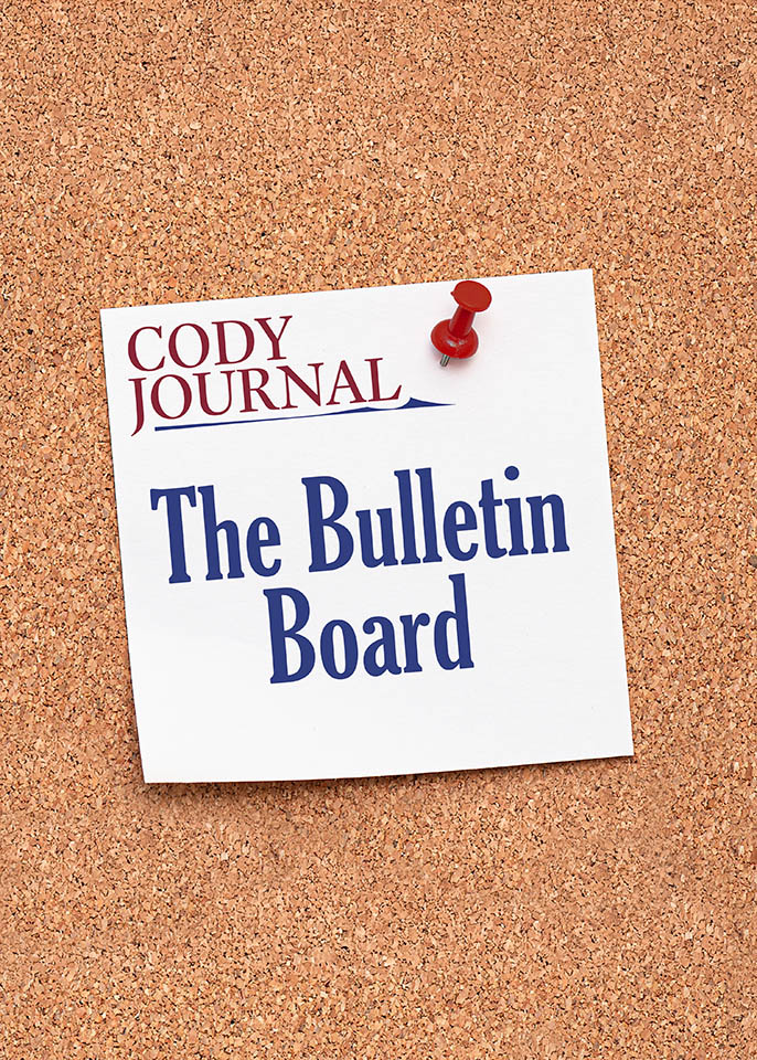 Brown color cork board textured banner. The Cody Journal Bulletin Board