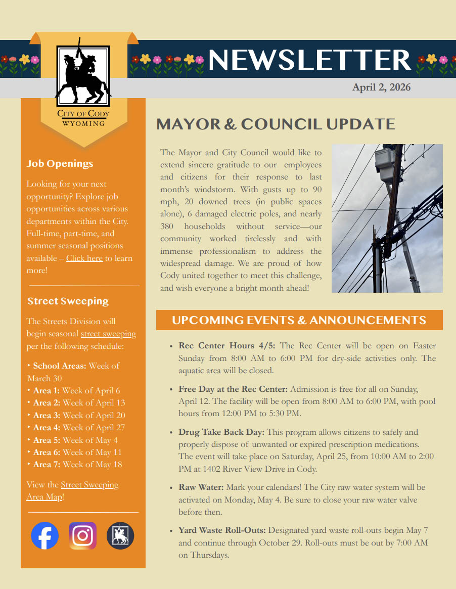 City Newsletter - April 2026 City of Cody Newsletter - Feb 2026